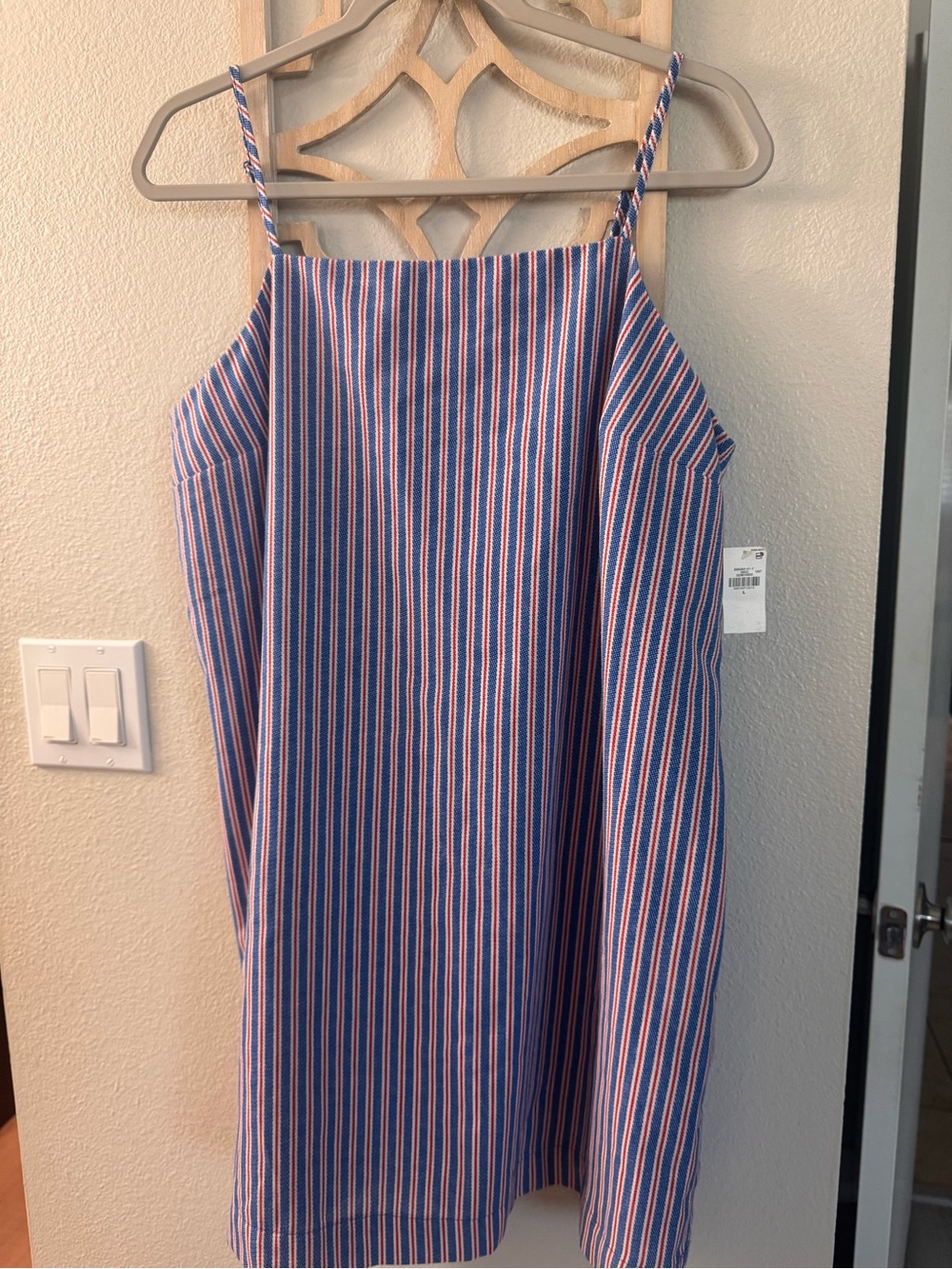 Old Navy Blue and Red Striped Spaghetti Strap Dress